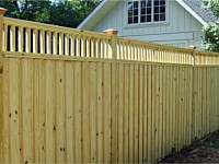 <b>Board & Batten Wood Privacy Fence with a Closed Spindle Top</b>